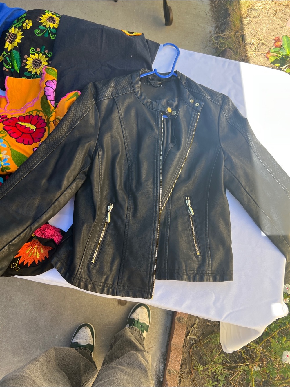 Classic Black Faux Leather Moto Jacket - Women's